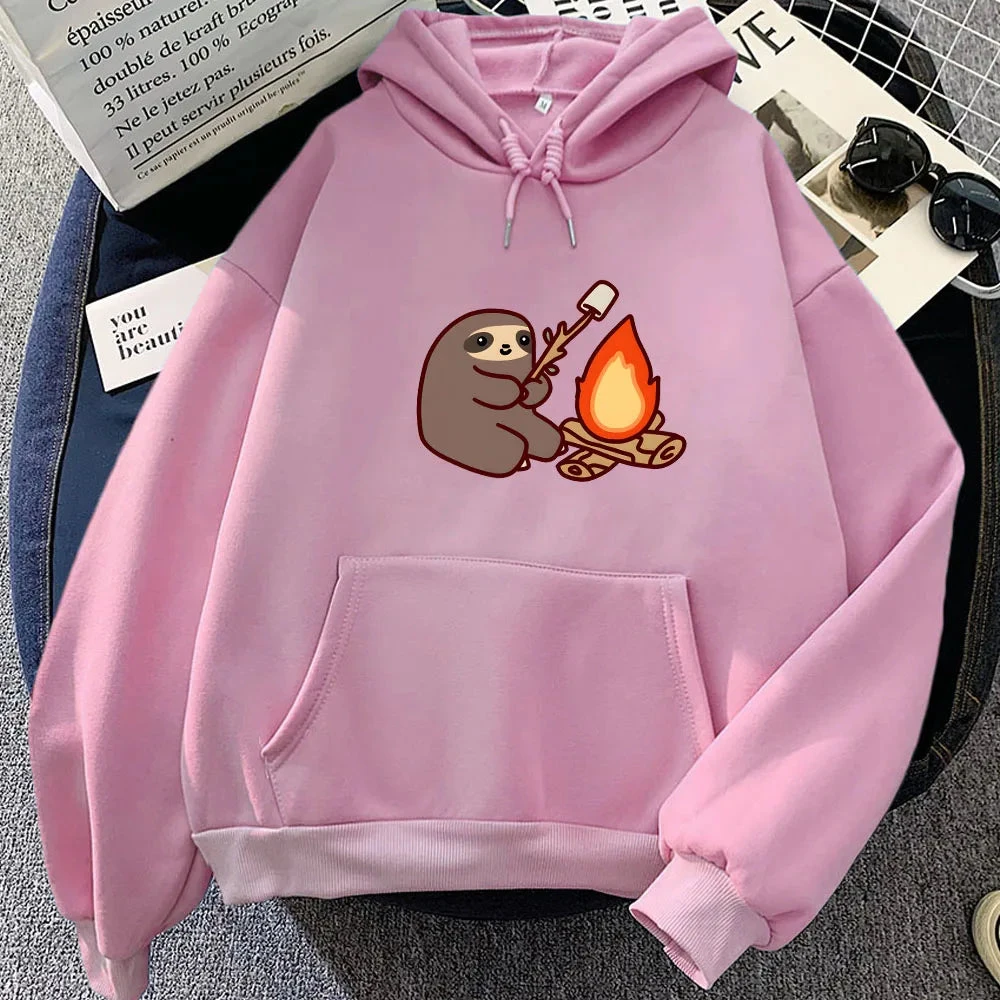 Apparel Kawaii Sloth Cooking Marshmallow Campfire Unisex Hoodie - Image 7