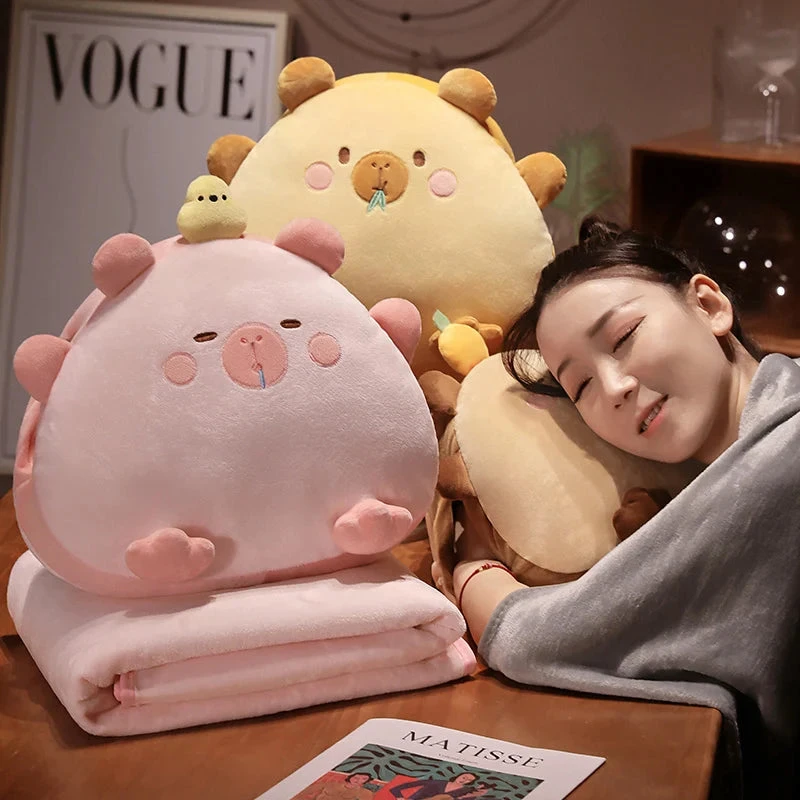 Kawaii Triangle Capybara Plush Pillows With Blanket - Image 16