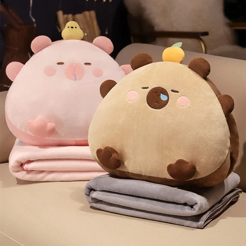 Kawaii Triangle Capybara Plush Pillows With Blanket - Image 5