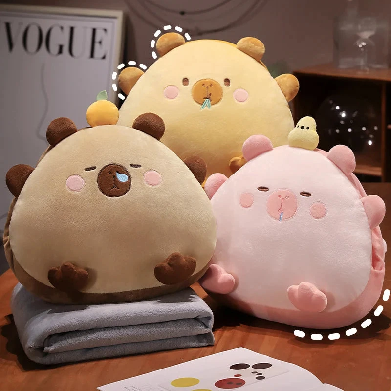 Kawaii Triangle Capybara Plush Pillows With Blanket - Image 3