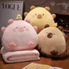 Kawaii Triangle Capybara Plush Pillows With Blanket