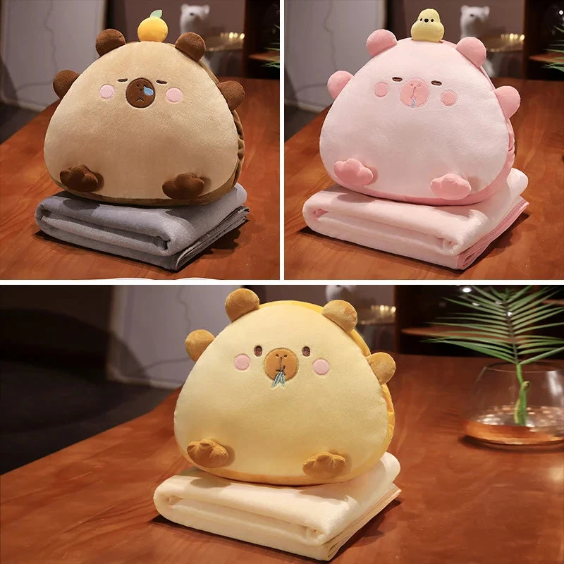 Kawaii Triangle Capybara Plush Pillows With Blanket - Image 6