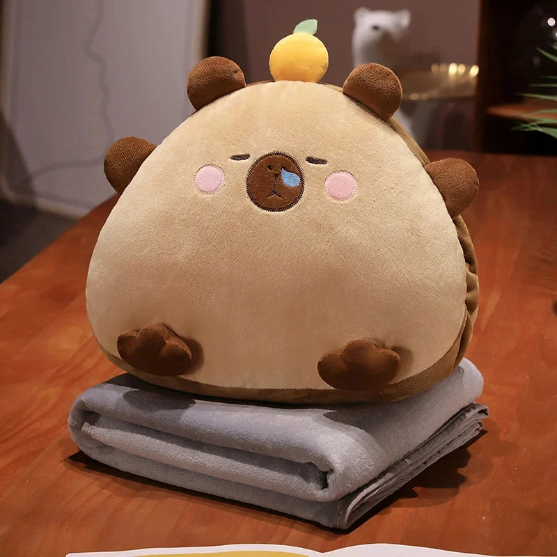 Kawaii Triangle Capybara Plush Pillows With Blanket - Image 13