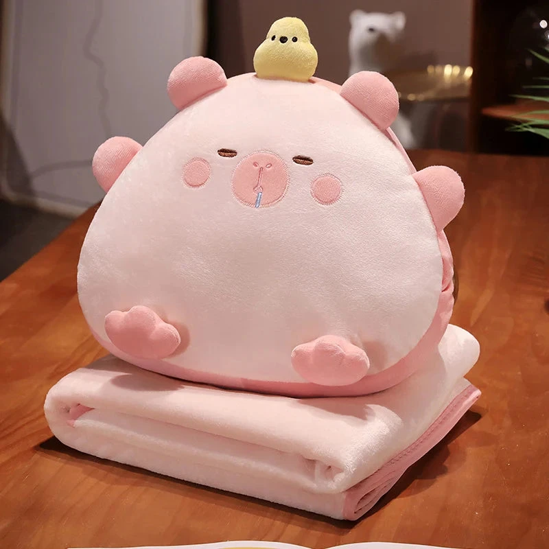 Kawaii Triangle Capybara Plush Pillows With Blanket - Image 12