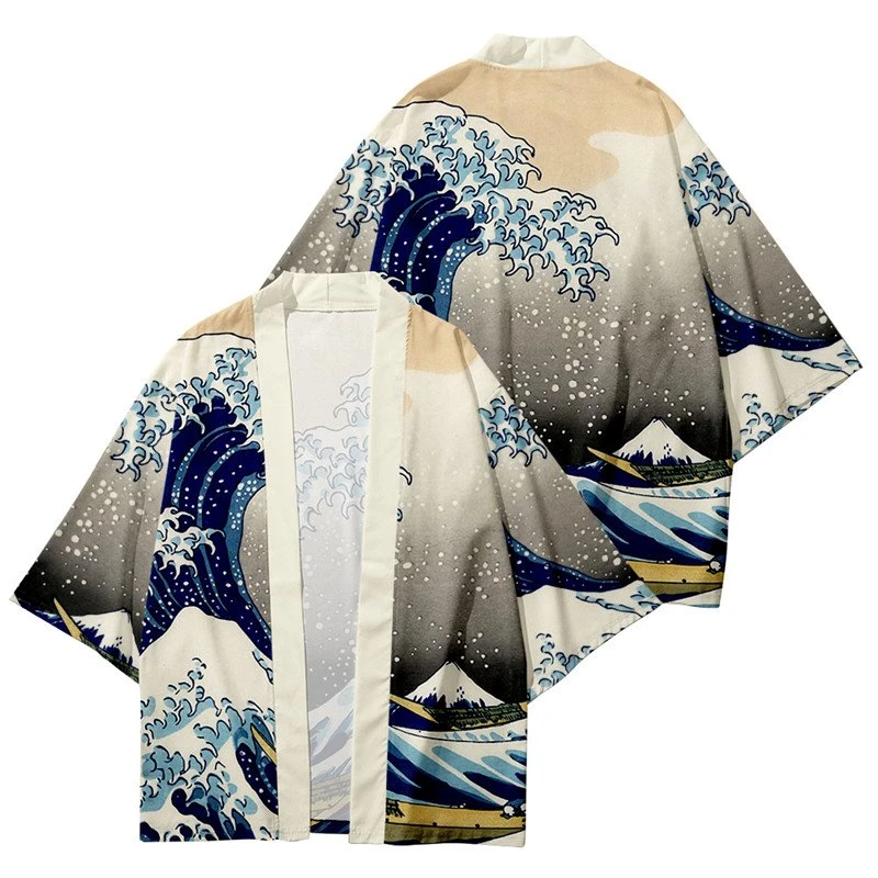 Apparel Kimono Japanese Great Wave And Mighty Koi - Image 9