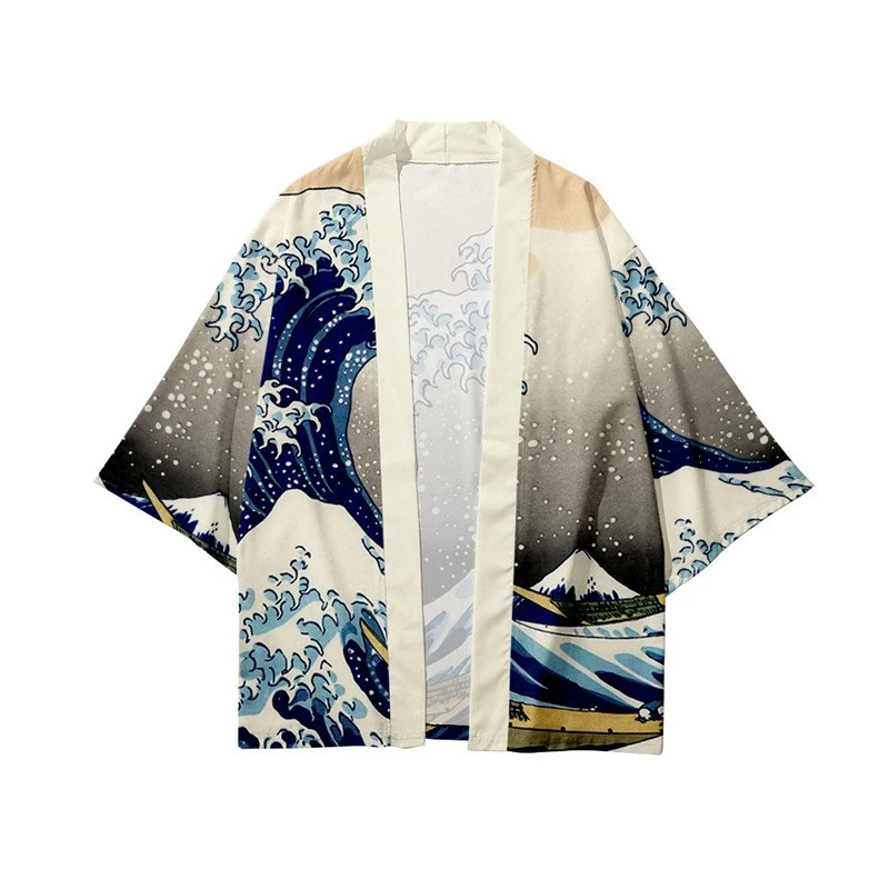 Apparel Kimono Japanese Great Wave And Mighty Koi - Image 5