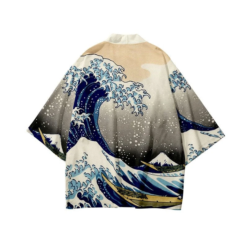 Apparel Kimono Japanese Great Wave And Mighty Koi - Image 10