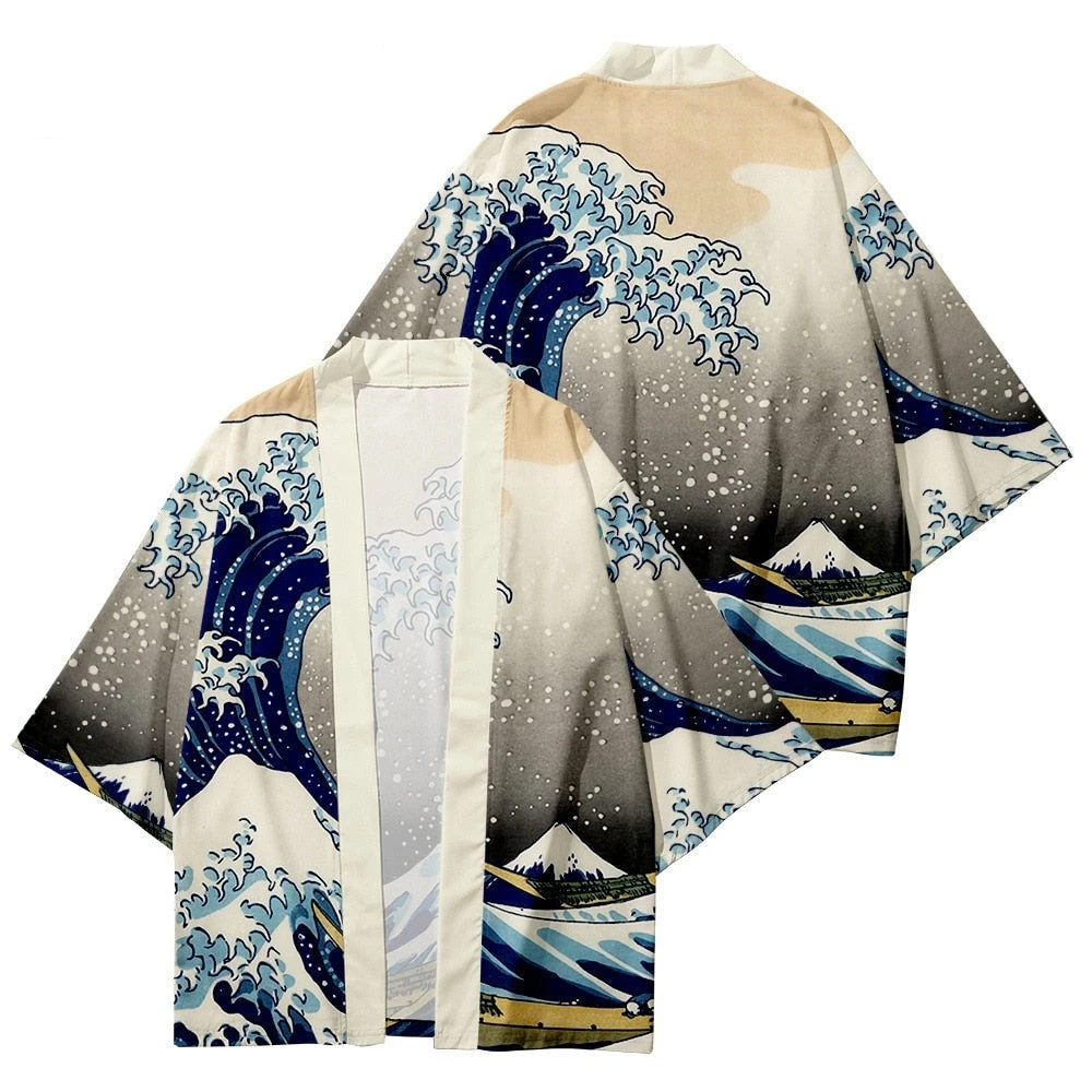 Apparel Kimono Japanese Great Wave And Mighty Koi - Image 2