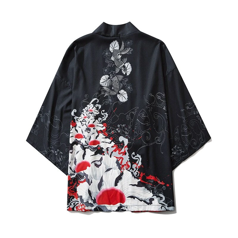 Apparel Kimono Japanese Lotus And Koi Prints