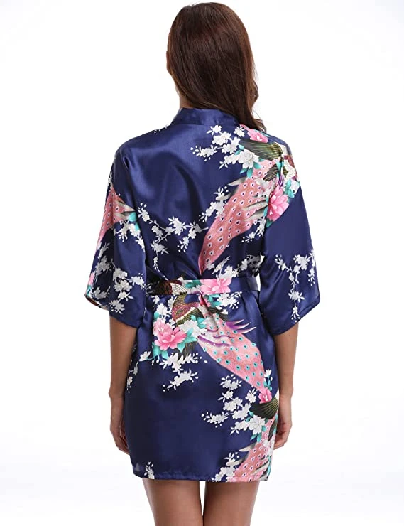 Apparel Kimono Short Robe Magnificent Peacock - Image 12