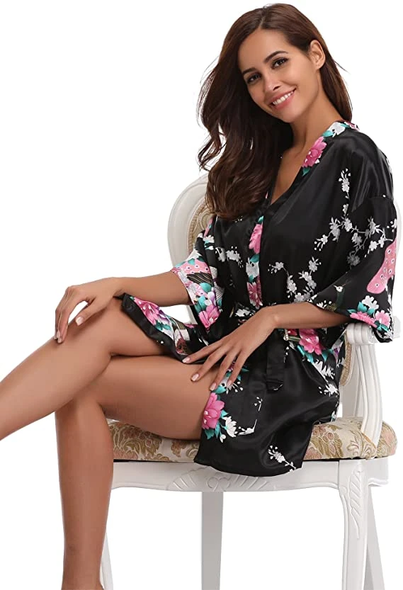 Apparel Kimono Short Robe Magnificent Peacock - Image 9