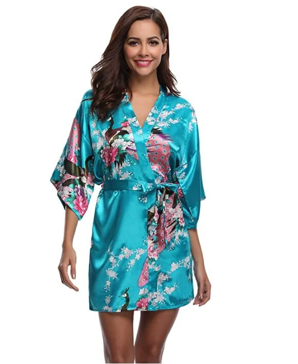 Apparel Kimono Short Robe Magnificent Peacock - Image 5