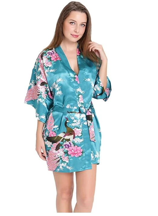 Apparel Kimono Short Robe Magnificent Peacock - Image 2