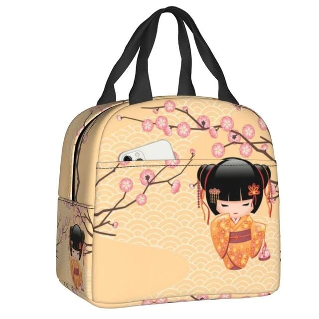 Kokeshi Doll Sakura Lunch Bag - Image 6