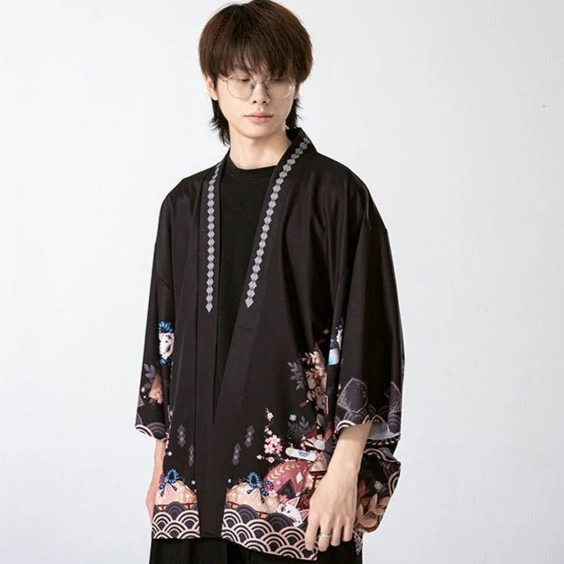 Apparel Legendary Japanese Royal Samurai Print Kimono - Image 13