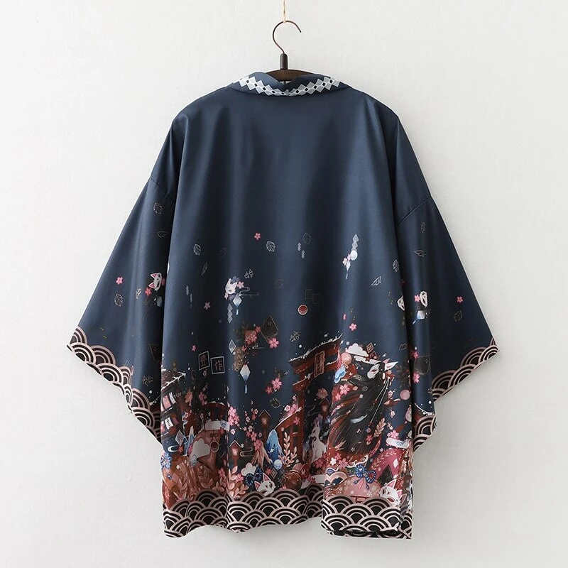 Apparel Legendary Japanese Royal Samurai Print Kimono - Image 18