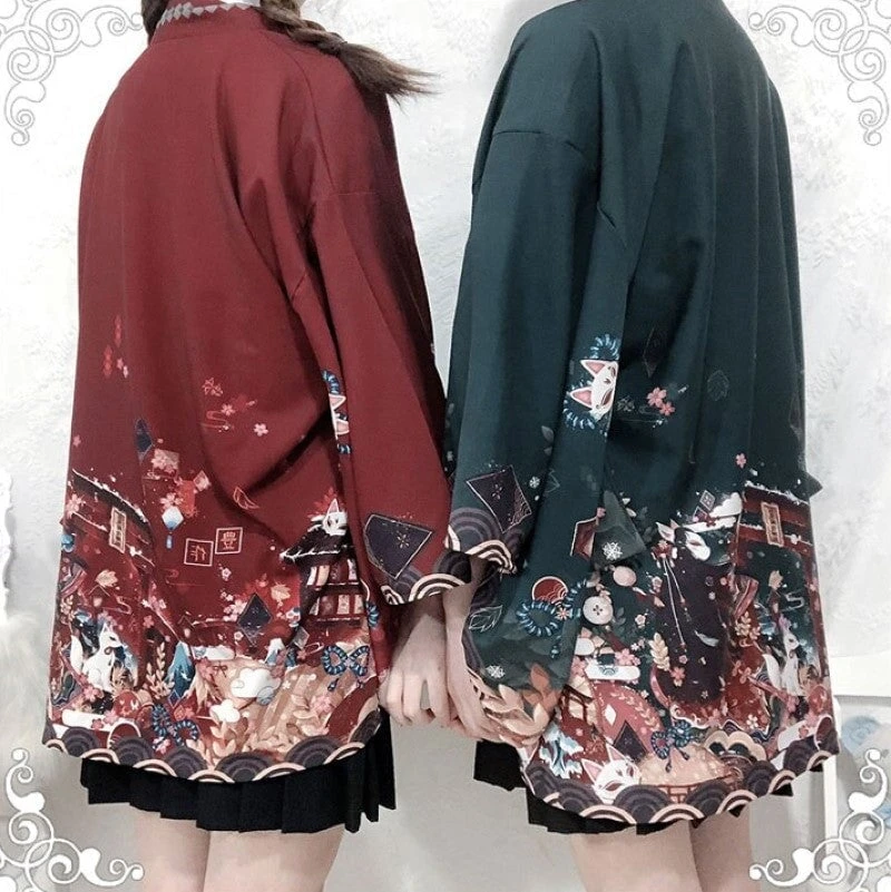 Apparel Legendary Japanese Royal Samurai Print Kimono - Image 17