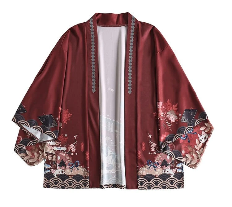 Apparel Legendary Japanese Royal Samurai Print Kimono - Image 6