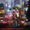 Lion Dance Street Truck Food Stall Micro Building Set