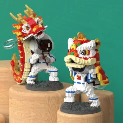 Lion & Dragon Dance Astronaut Nano Building Blocks