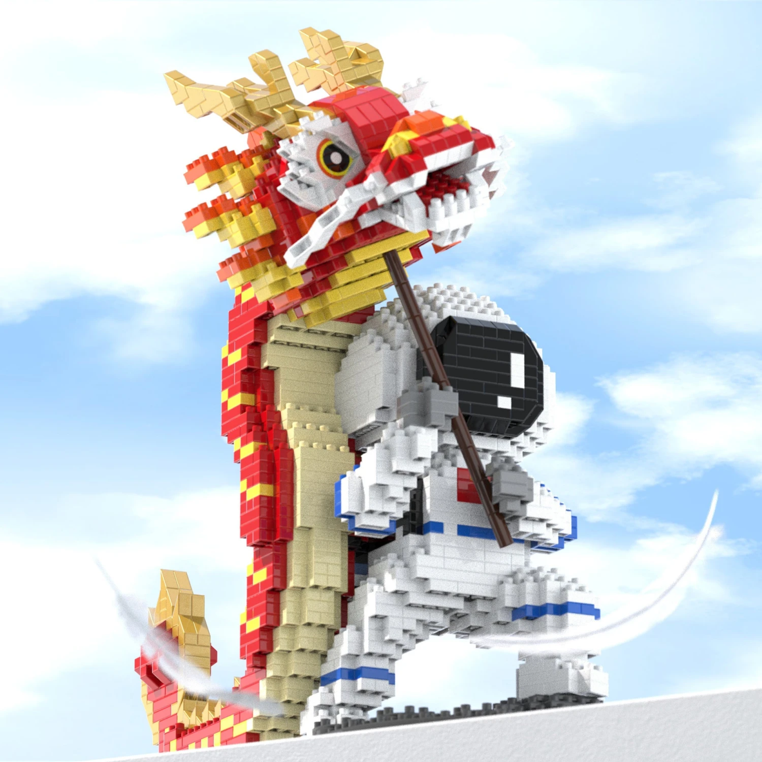 Lion & Dragon Dance Astronaut Nano Building Blocks - Image 2