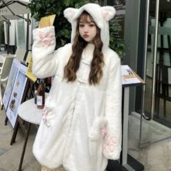 Apparel Lolita Fleece-lined Kitten Thickened Winter Women Jacket