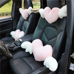 Accessories Love Heart Wings Car Head Rest Plush Pillow