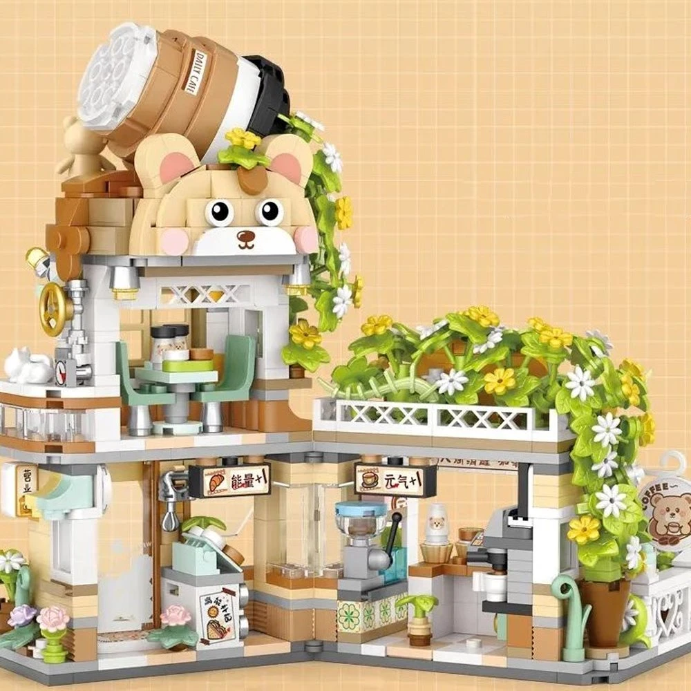 Panda And Brown Bear Tea Cafes Micro Building Set Collection - Image 6