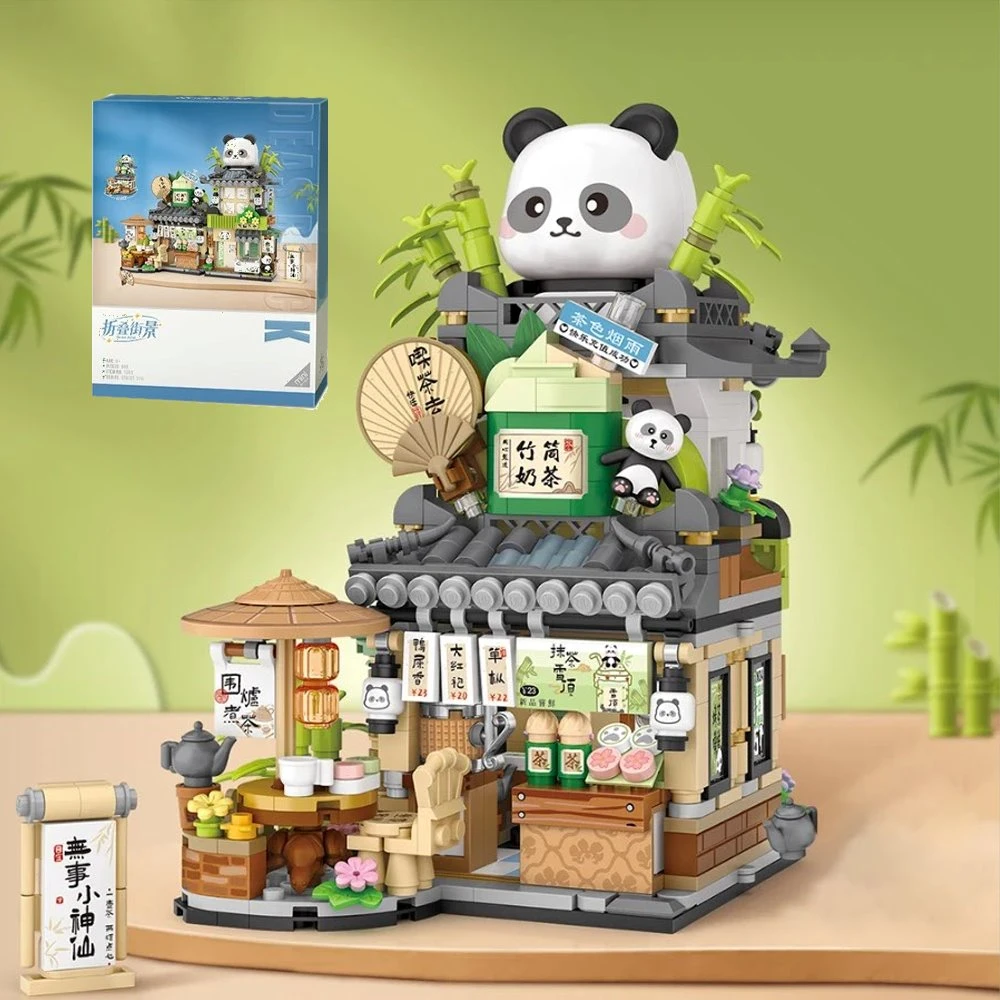 Panda And Brown Bear Tea Cafes Micro Building Set Collection - Image 7