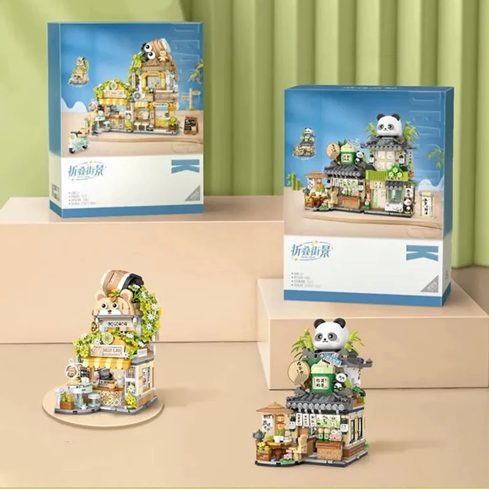 Panda And Brown Bear Tea Cafes Micro Building Set Collection - Image 9