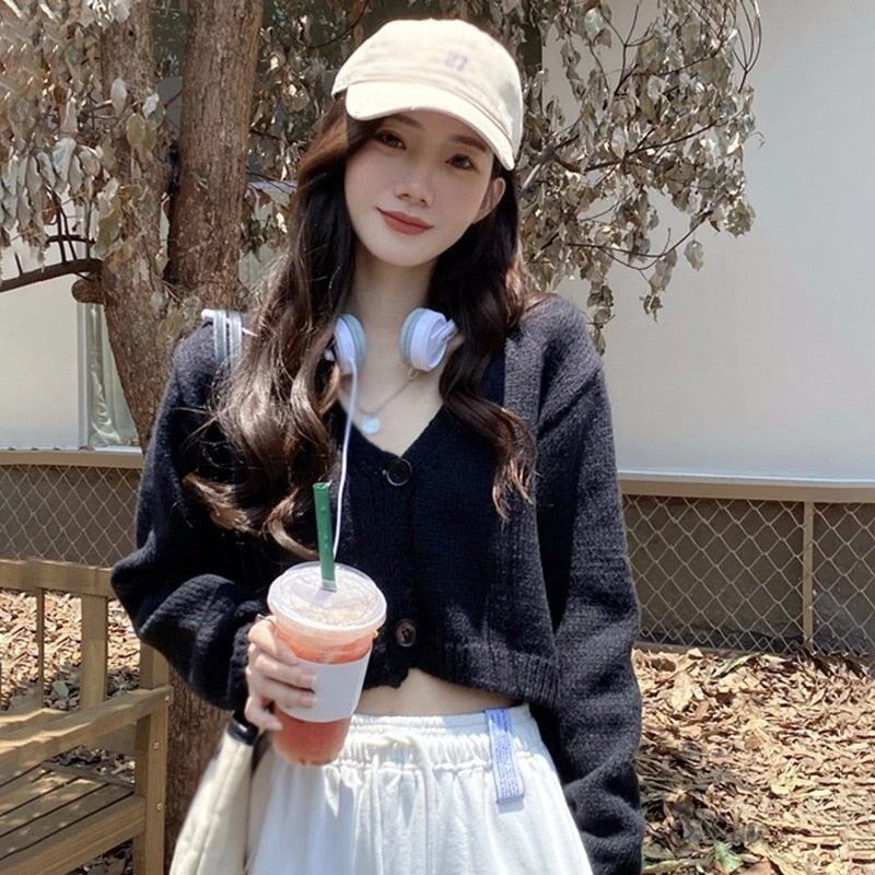 Apparel Petite Women's Cropped Balloon Sleeve Knit Cardigan - Image 8