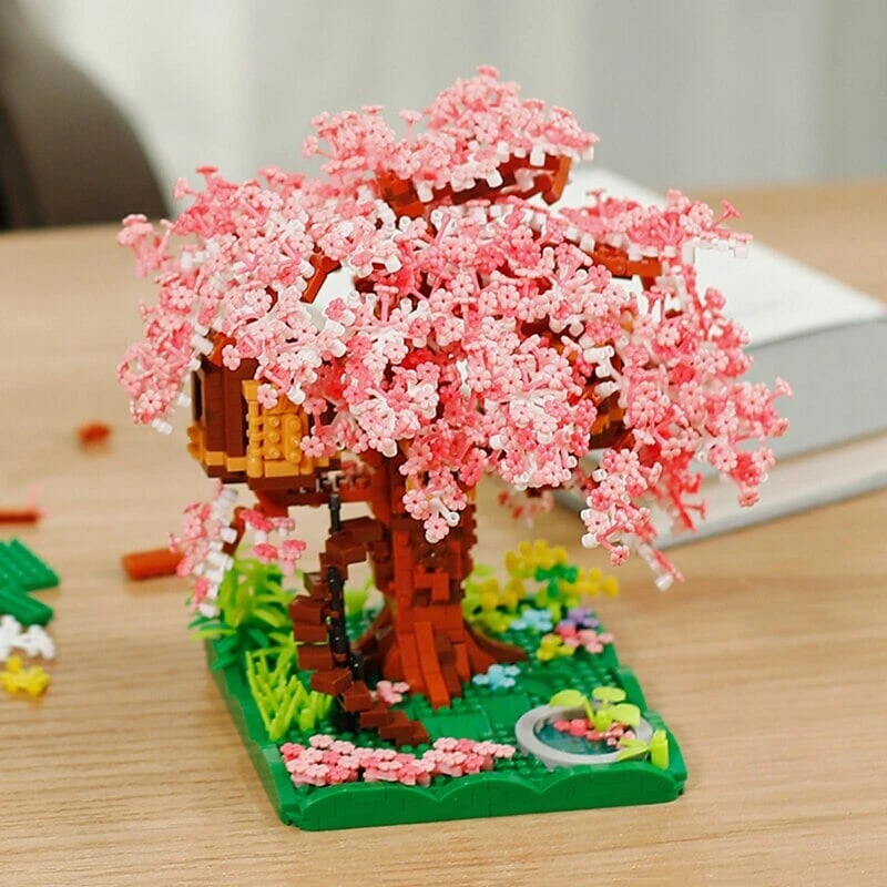 Pink Sakura Tree House Pond Nano Building Blocks - Image 3