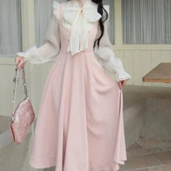 Apparel Pink White Vintage Fairytale Cottage Dress