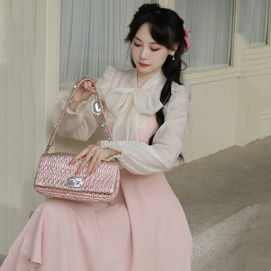 Apparel Pink White Vintage Fairytale Cottage Dress - Image 3