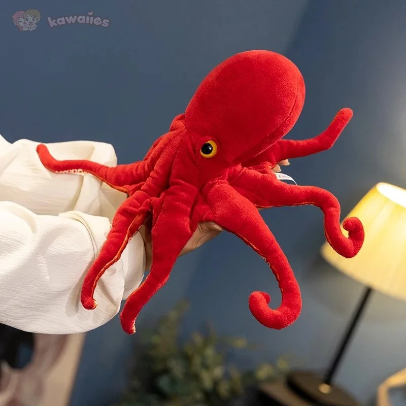 Red Life-like Octopus Plushie - Image 5