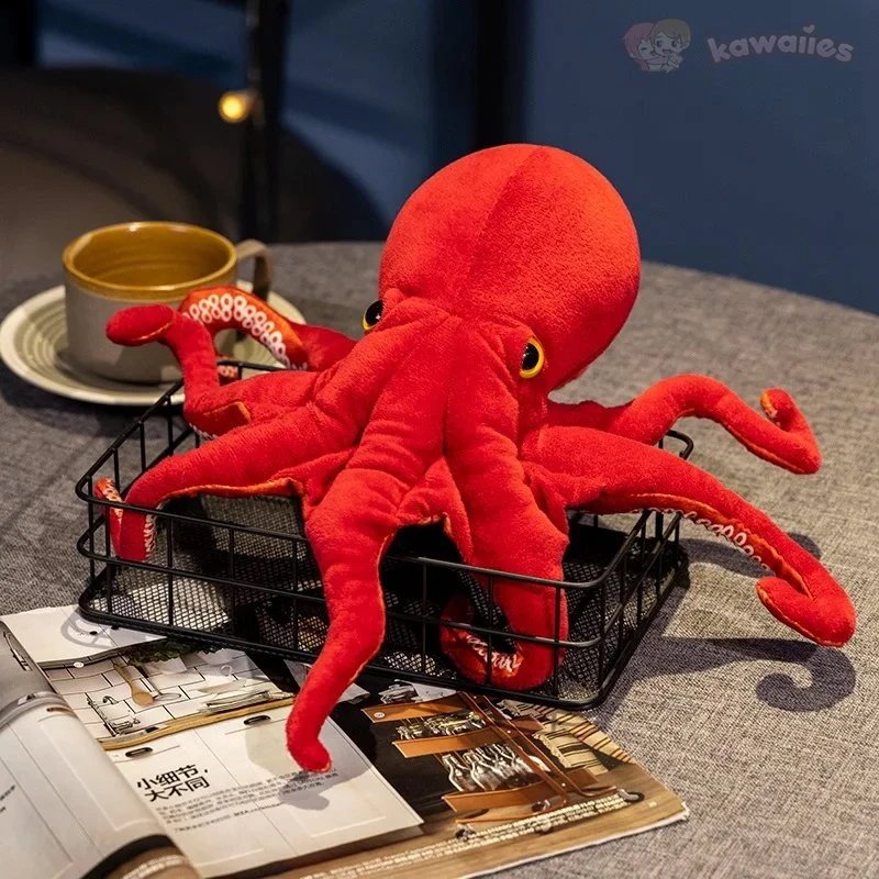 Red Life-like Octopus Plushie - Image 7