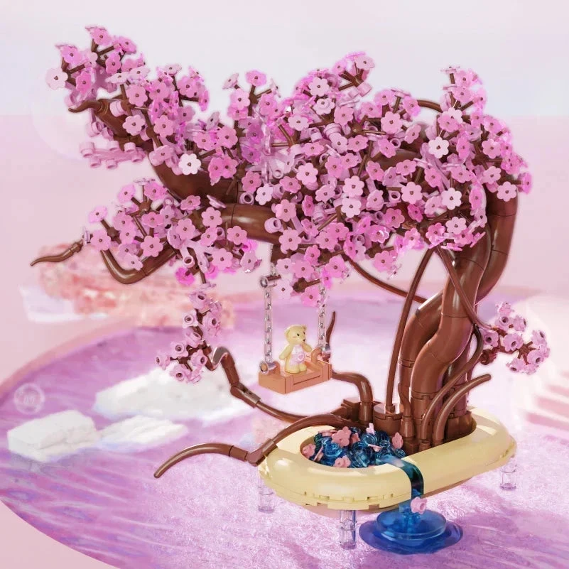 Romantic Sakura Bear Swing Tree Micro Building Blocks - Image 6