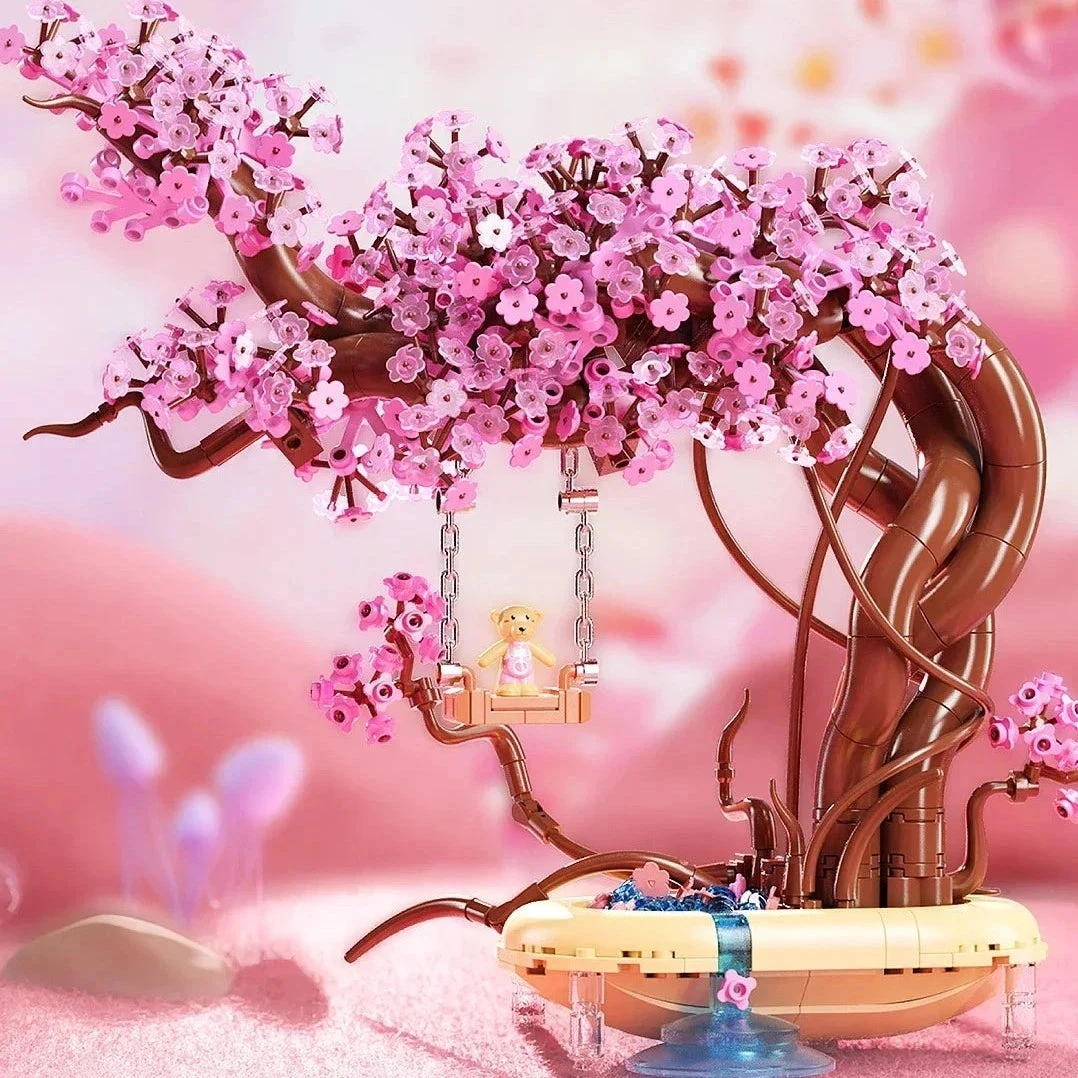 Romantic Sakura Bear Swing Tree Micro Building Blocks - Image 10