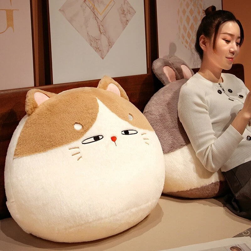 Round Cat Bunny Fox Pillow Plushie Collection - Image 12