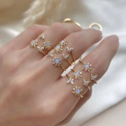 Sakura Butterfly Gold-plated Adjustable Rings