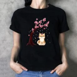 Apparel Shiba Inu Sakura Tree Unisex Cotton Tee