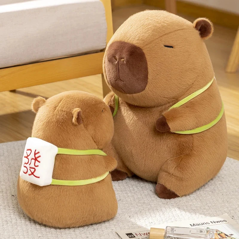 Sleepy Capybara With Mahjong Backpack Plushie - Image 2