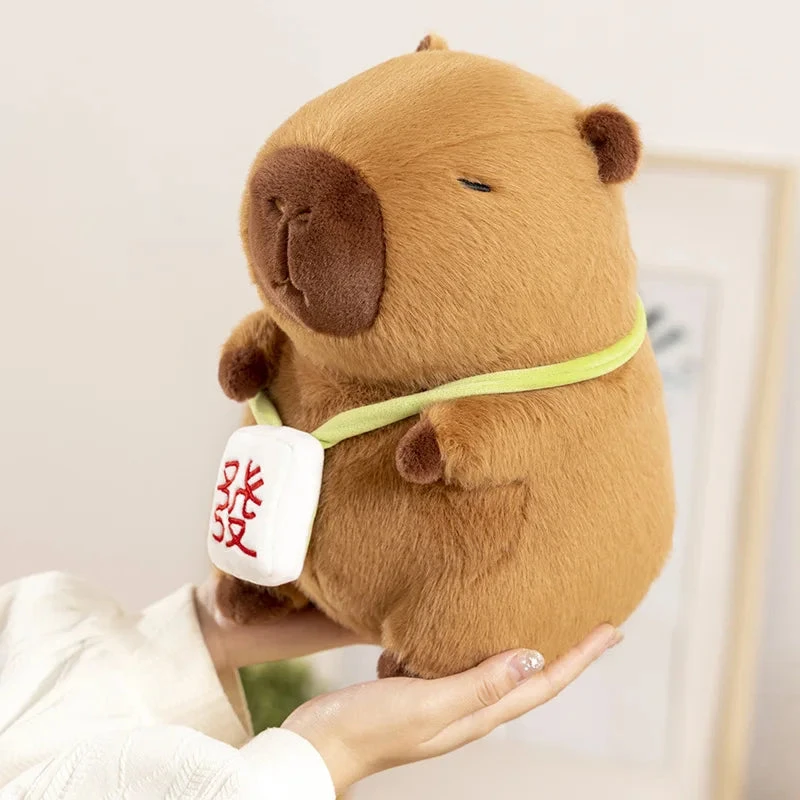 Sleepy Capybara With Mahjong Backpack Plushie - Image 11