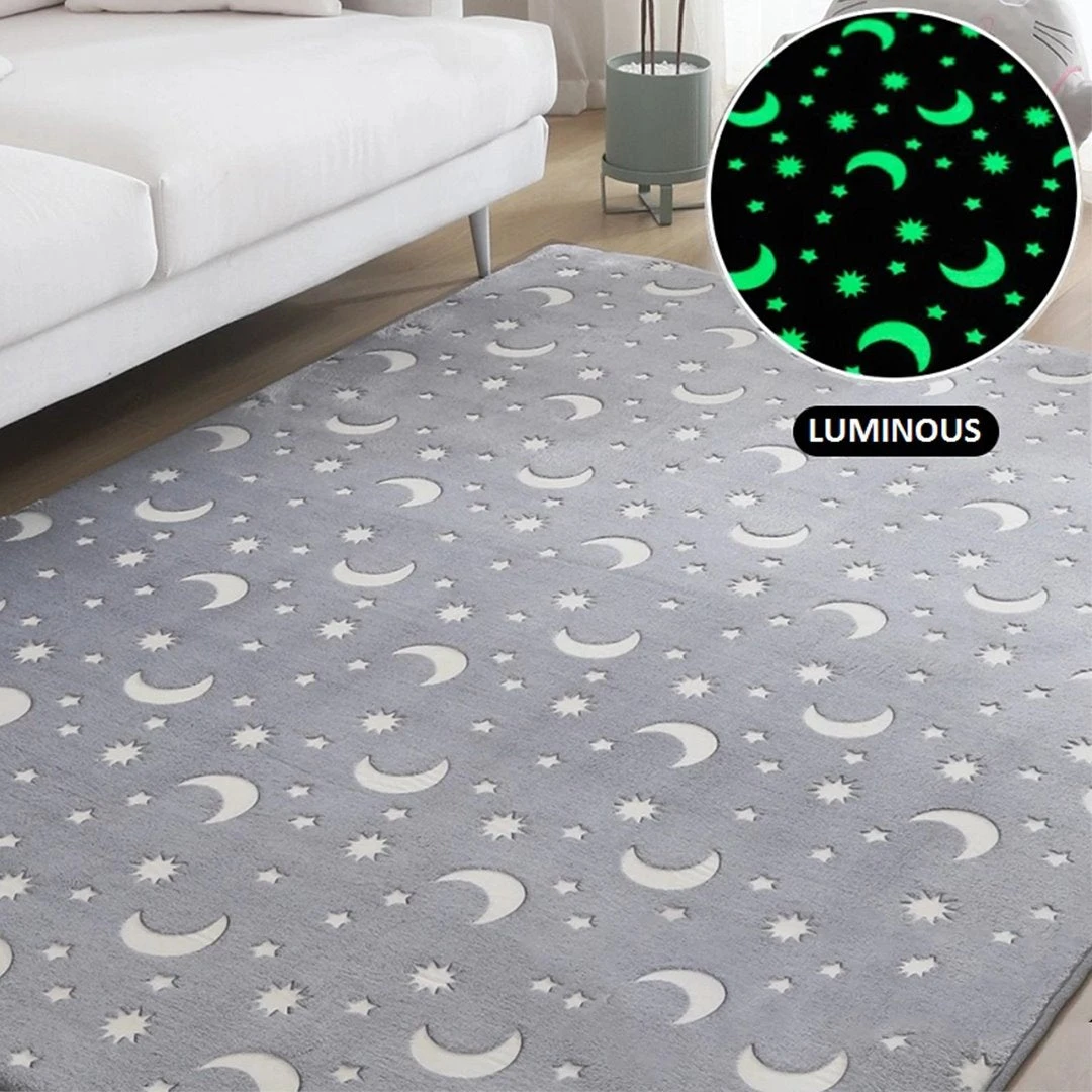 Starry Night Glow-in-the-dark Faux Fur Rug Carpet