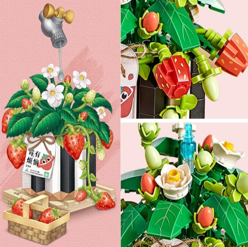Strawberry Pot & Red Flower Micro Building Blocks - Image 12