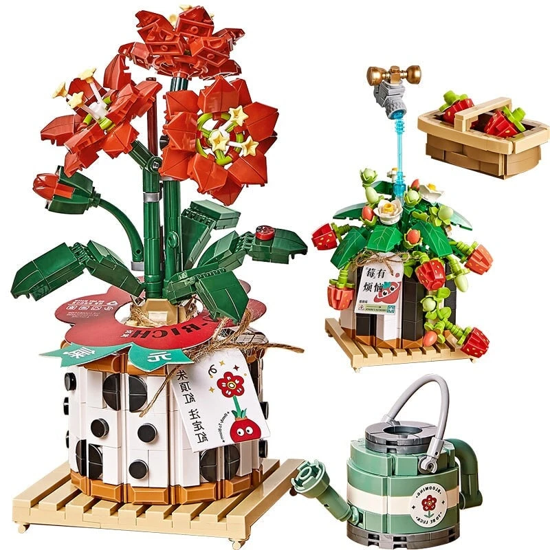 Strawberry Pot & Red Flower Micro Building Blocks - Image 15