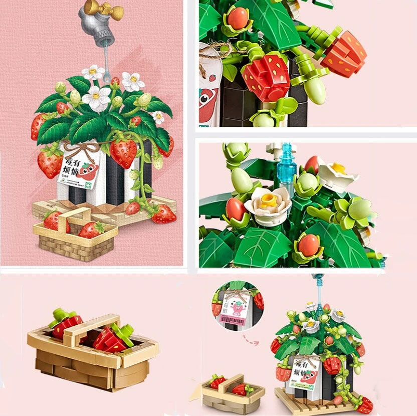 Strawberry Pot & Red Flower Micro Building Blocks - Image 11