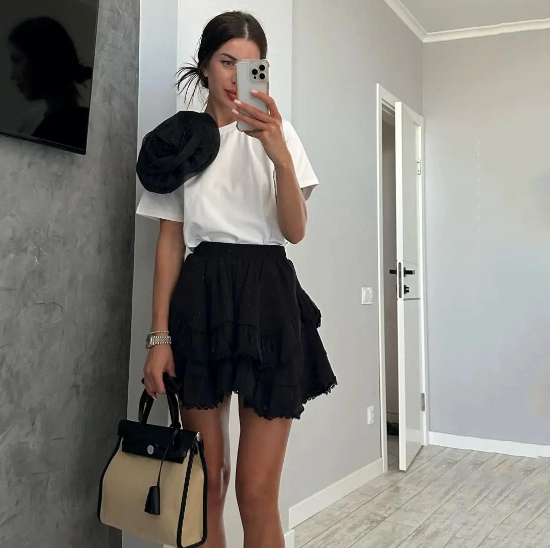 Apparel Summer Irregular Ruffle Mini Skirt - Image 4