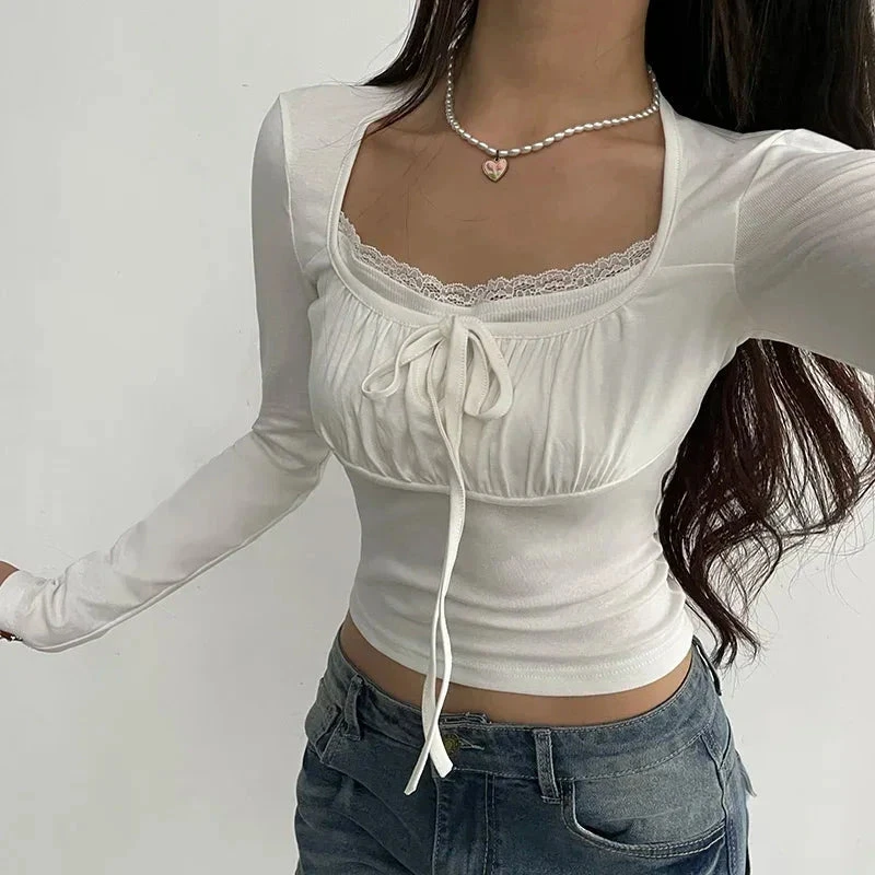 Apparel White Harajuku Laced Women's Long Sleeve Top - Image 4