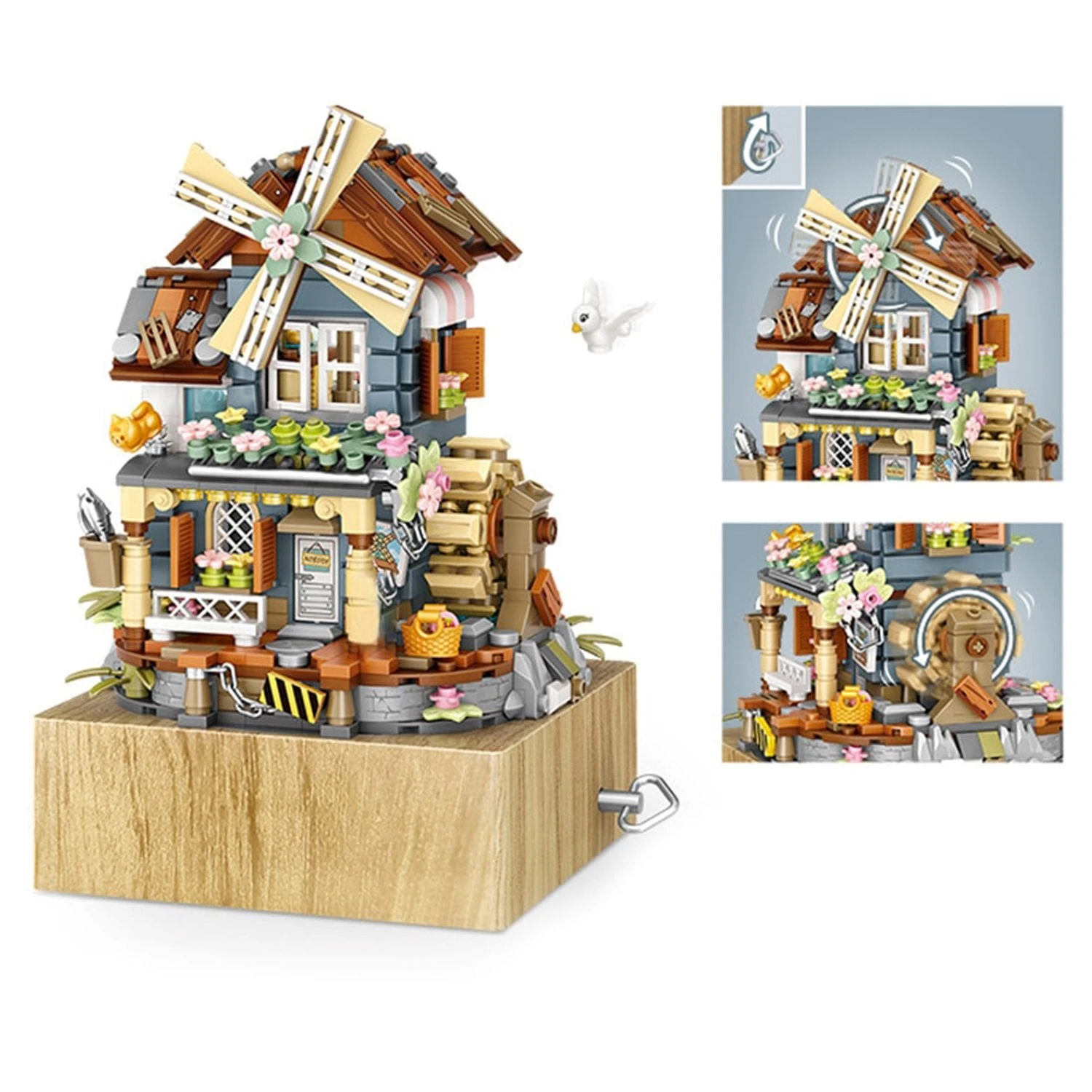 Windmill Country House Music Box Nano Building Blocks - Image 6